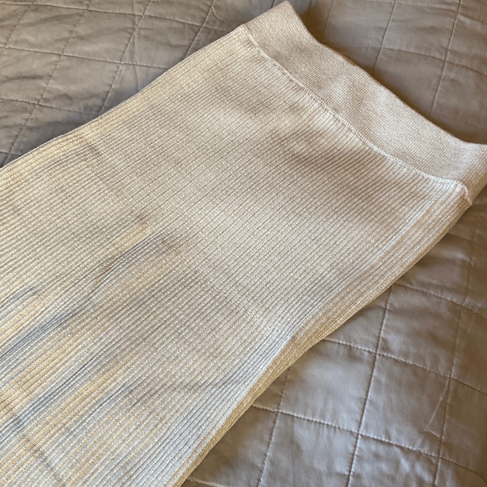 Free People Cream Ribbed Pencil Skirt